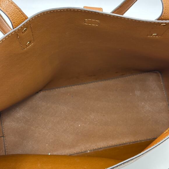 Michael Kors Karson Camel Brown Pebbled Leather Carry All Tote Bag Luggage Large - Picture 11 of 16